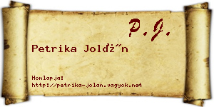 Petrika Jolán névjegykártya