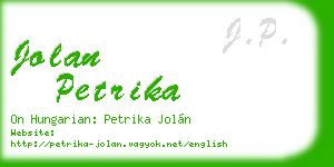 jolan petrika business card